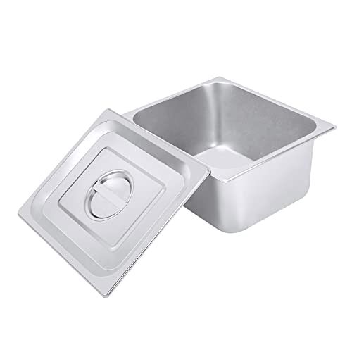 4 Pack Stainless Steel Hotel Pans, Half Size 6" Deep Commercial Food Pans With Lid Catering Food Storage Metal Pan Chafing Dishes Dinner Buffet Server for Food Prep Restaurant (12.8" x 10.4" x 6") - size: 12.8" x 10.4" x 6"