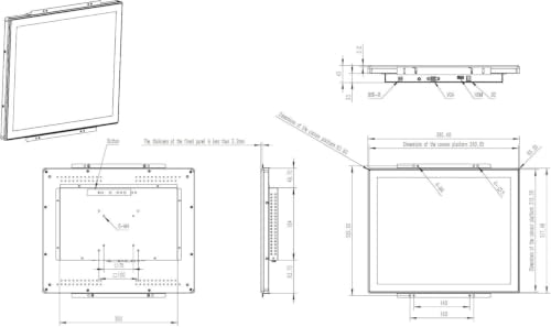 17 Inch Open Frame Capacitive Touchscreen Monitor - 1280x1024 Resolution 5:4 SXGA 300 Nits LCD LED Display - for VESA Panel Mount Kiosk Automation POS Vending HMI and Industrial Signage - size: 17