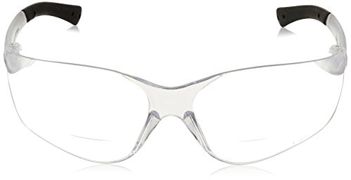 Crews BKH10 BearKat Magnifier Polycarbonate 1.0 Diopter Clear Lens Safety Glasses with Non-Slip Hybrid Black Temple Sleeve, 1 Pair (Pack of 2) - color: Clear Lens, size: 1.0 Diopter (Pack of 2)