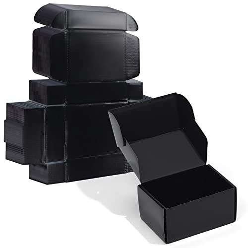 ZBEIVAN 6x4x3 Black Small Shipping Boxes, 20 Packs Corrugated Cardboard Mailer Boxes for Packaging Small Business Mailing Gifts Wrap Boxes with Lids - color: black, size: 6x4x3