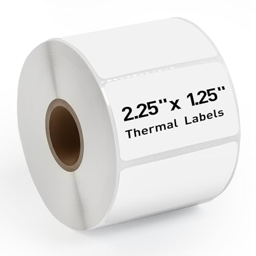 2.25" x 1.25" Direct Thermal Labels-Perforated Barcodes, Shipping, Address Label Paper, Durable Self-Adhesive Thermal Printer Stickers, Compatible with Zebra & Rollo Printers (1 Roll，1000 Labels/Roll) - size: 2.25" x 1.25"