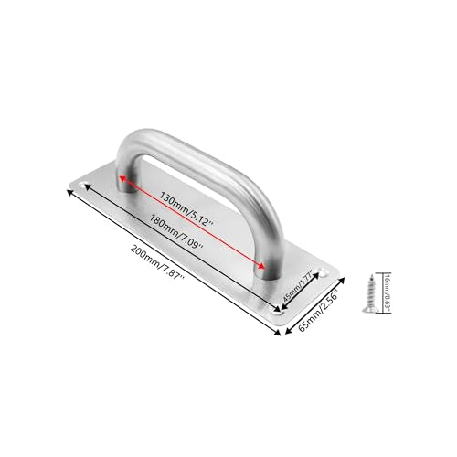 Pull and Push Plate Door Handle, Stainess Steel Door Handle Pull Plate,Silver Door Pull Plate with Handle for Barn Sliding Commercial Wooden Composite Fire Door,7.87 * 2.56''2 PCS - size: 200*65mm/7.87*2.56'' Silver