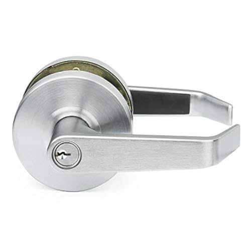 Lawrence Commercial Lever Door Lock - Heavy Duty Locking Commercial Door Handle Keyed Entry, Grade 2 Door Handle with Lock and Key - Brushed Chrome, Storeroom Function Embassy Series - color: Brushed Chrome (US26D), size: Storeroom (Exterior Only Unlocked