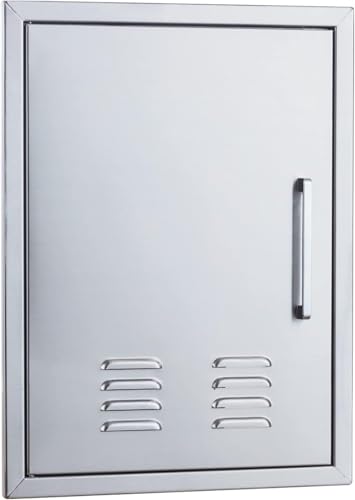 Outdoor Kitchen Doors, 20x27 Inch 304 Stainless Steel BBQ Access Door with Vent, Double Steel Doors for Outdoor Grill Island - size: 20W x 27H- Left