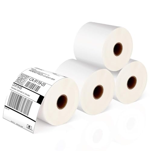 JADENS Thermal Shipping Labels 4x6-350 Labels(4 Rolls), Compatible with Rollo, Brother, Zebra and Most Thermal Printer, Perforated, Commercial Grade, Doesn't Compatible with Dymo - color: Label
