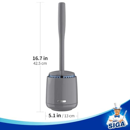 MR.SIGA Toilet Bowl Brush and Holder, Sturdy Long Handle, Gray, 1 Pack - color: Gray, size: One Size