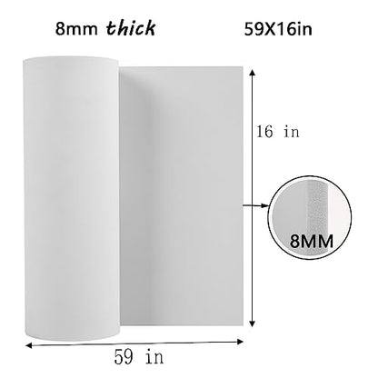 8mm EVA Foam Sheets Rolls for Crafts White Cosplay Foam 16x59in - color: 16×59in White, size: 8mm-Thick