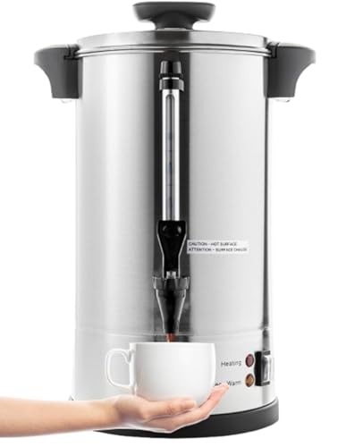 SYBO SR-CP-50B Commercial Grade Stainless Steel Percolate Coffee Maker Hot Water Urn for Catering, 50-Cup 8 L, Metallic - style: 8L Metallic