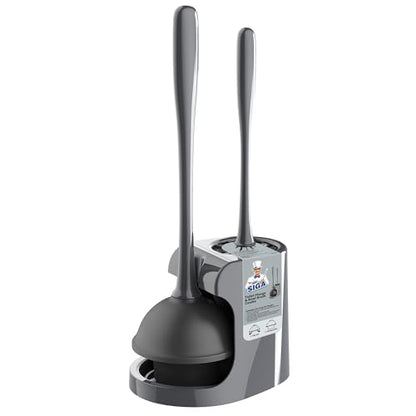 MR.SIGA Toilet Plunger and Bowl Brush Combo for Bathroom Cleaning, Gray - color: Gray