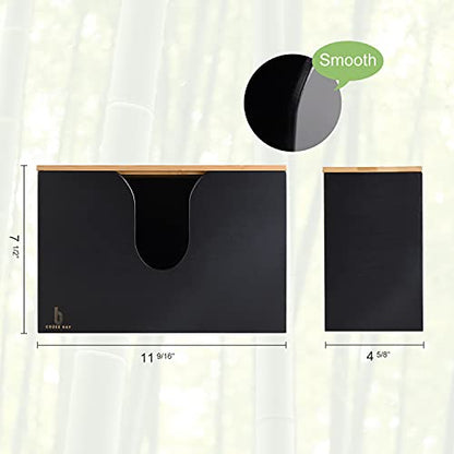 Bamboo Paper Towel Dispenser/Holder with Lid for Home and Commercial, Wall Mount or Countertop for Multifold, C Fold, Z fold, Trifold Hand Towels (Black) - color: Black