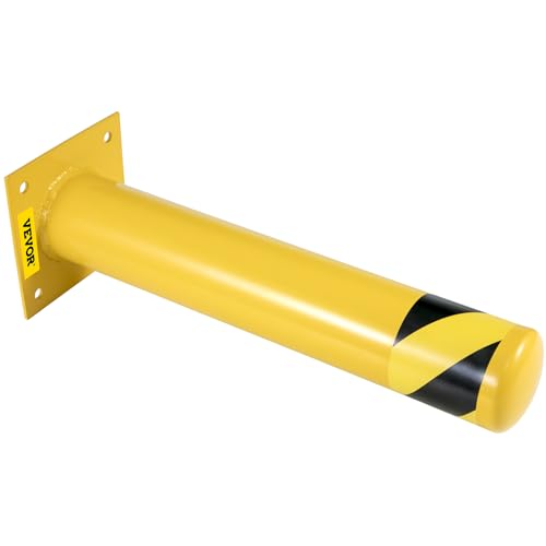 VEVOR Safety Bollard, 36 Inch Height Bollard Post, 5.5 Inch Diameter Steel Pipe Safety Bollard Post, Yellow Steel Bollard, Steel Safety Bollard with 8 Anchor Bolts, Perfect for Traffic-Sensitive Area - size: 36’’Hx5.5''D