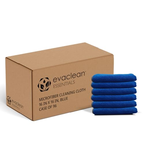EvaClean Essentials Premium Microfiber Cleaning Cloth 16"x16" - Reusable, Washable, Non-Scratch, Microfiber Towels for Cleaning, Dusting, Polishing, High Absorbency & Durability, Blue, 96-Pack - color: Blue