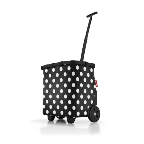 reisenthel carrycruiser dots White - Portable Shopping Trolley with Sturdy Aluminum Frame, Shoulder Strap and Removable mesh Inner Bag -Water-Repellent - color: Dots White