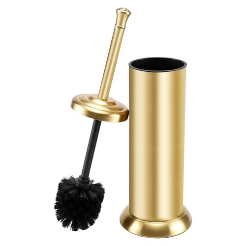 Stainless Steel Toilet Bowl Brush and Holder Set for Bathroom Long Handle - color: Gold