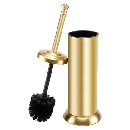 Stainless Steel Toilet Bowl Brush and Holder Set for Bathroom Long Handle - color: Gold