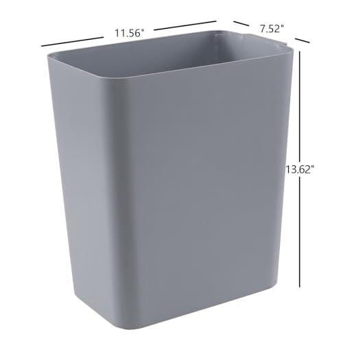 Zopnny Pack of 3 Rectangular Office Wastebasket Trash Can, 4.5 Gallon, Grey - color: Grey
