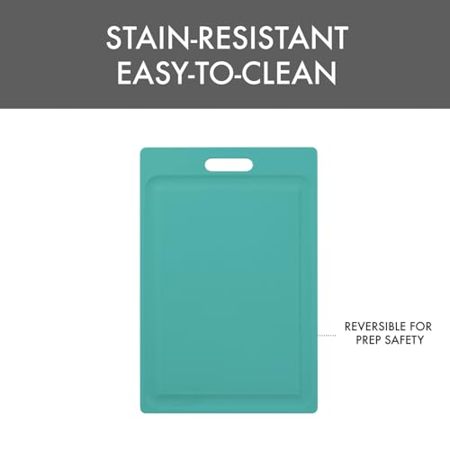 Dexas NSF Certified Polysafe Cutting Board with Handle and Juice Well, 12 x 18 inches, Reversible Kitchen Cutting Board, Teal Green - color: Teal Green, size: 18"L x 12"W