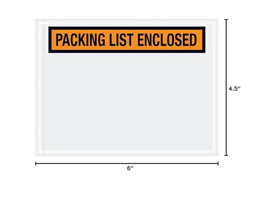Aviditi PL442 Panel Face Envelope, "Packing List Enclosed", 4-1/2" Length x 6" Width, Orange (Case of 1000) - color: Orange