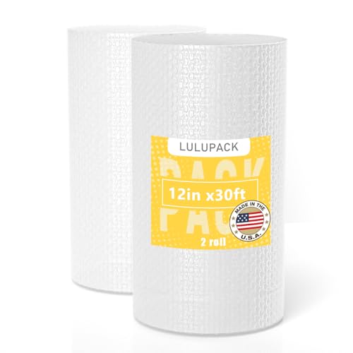 LULUPACK Bubble Cushion Wrap Roll 12in x 30ft – Coreless, Heavy Duty Bubble Roll for Packing, Moving, Shipping – Protective Cushioning for Boxes & Fragile Items (2 Rolls) - size: 12in x 30ft / 2 rolls