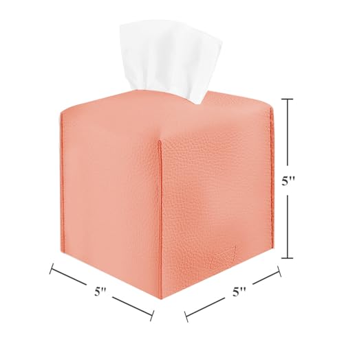 2 Pack 5"x5"x5" Square PU Leather Tissue Box Holders for Home & Office - color: Rose Gold