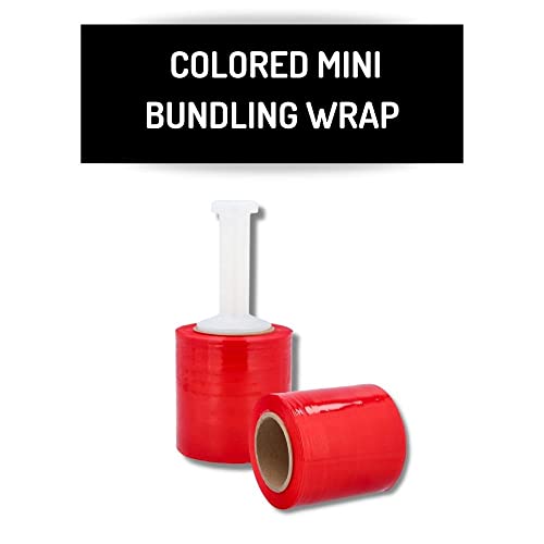 PSBM Dark Red Mini Stretch Wrap with Handle 5" x 1000' 80 GA 12 Rolls - color: Red, size: 12 Rolls