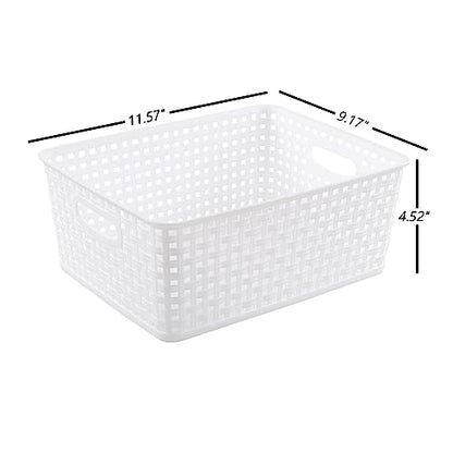 Plastic Storage Baskets for Shelf, 4 Packs - color: Medium White