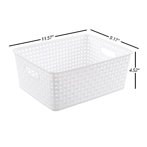 Plastic Storage Baskets for Shelf, 4 Packs - color: Medium White