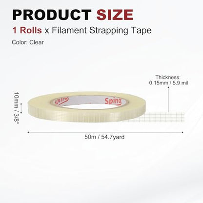 uxcell Filament Strapping Tape 3/8" x 54.7 Yards 5.9 Mil Heavy Duty Mesh - size: 3/8 Inch x 54.7 Yards 5.9 Mil