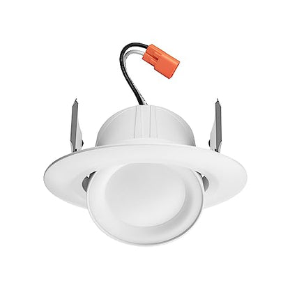 Juno 4 Inch Adjustable LED Recessed Lighting, RetroBasics Series Adjustable Gimbal LED Downlight Trim Kit, 4" Ceiling Light with 5-in-1 Switchable White Color, 700 Lumens, Matte White - color: Switchable White, size: 4-Inch, style: Standard | Adjustable |
