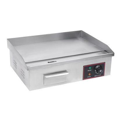 Commercial Electric Griddle, 21"x12" Teppanyaki Grill 1600W Electric Flat Top Heavy Duty Grill, 122-572°F Stainless Steel Countertop Griddle w/Drip Hole & Non-Stick Cooking Plate for Restaurant use