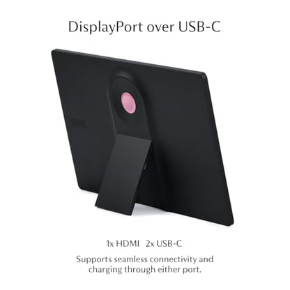 SOTSU SleekView 15.6" Portable Monitor | FHD 1920x1080 | 300 Nits | 100% sRGB | 60Hz | 6W | HDMI | USB-C | Lightweight | Gaming | Laptop | Smartphone | Travel | Sleek & Stylish Design - color: Black Pink