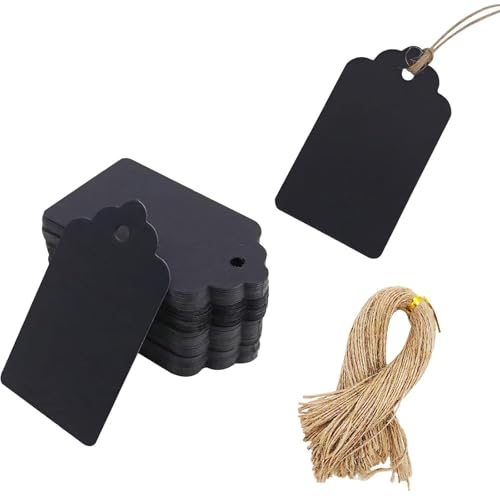 SALLYFASHION 100PCS Gift Tags with String Attached, 1.5X2.8 inch Black - color: 100 Pcs Black