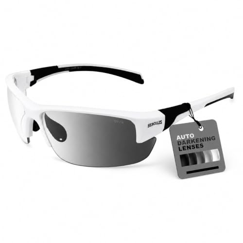 Global Vision Hercules 7 Safety Sunglasses Photochromic Auto-Darkening Clear to Smoke Lens ANSI Z87.1 - color: White