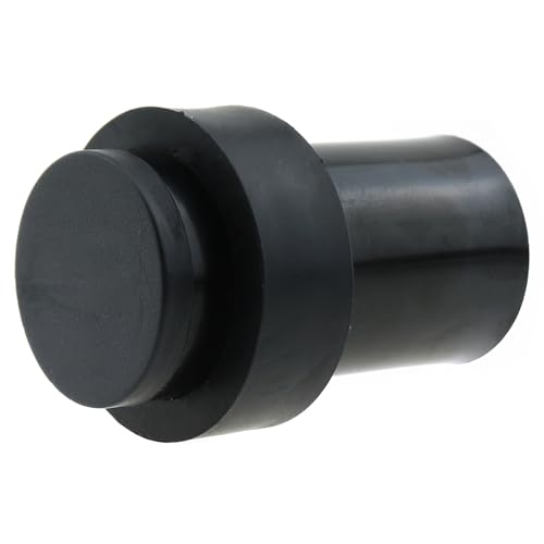 Modern Heavy Duty Floor Door Stop with Soft Rubber - Black Stainless Steel Cylindrical - 6.35cm/2.5inch