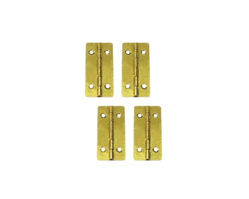 QCAA Solid Brass 180 Degree Wooden Jewery Box Hinge, Cabinet Closet Hinge, 50mm x 24mm, Vibrated Brass, Made in Taiwan, 2 Pair (4 PCS) - color: Vibrated Brass, size: 50mm - 4 Pack