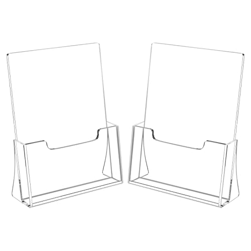 HIIMIEI Brochure Holder 8.5 x 11 inches, Acrylic Flyer Holder with 2 Pack - size: 8.5''x11''