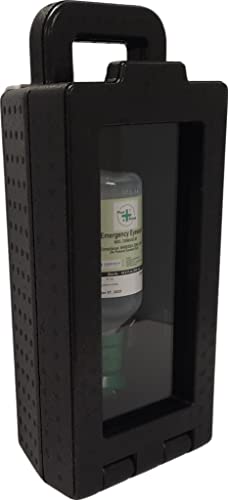 Plus Rinse Single Use Eyewash Station Kit - 16.9 fl oz Sterile Saline Solution Bottle + Eye Cup - Dustproof Wall Cabinet & Bracket Included, Emergency First Aid Flush Stations, by Plum