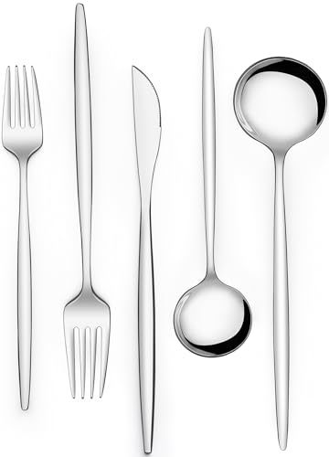 Silverware Set 30 Piece, Wildone Stainless Steel Flatware Set Service for 6, Cutlery Utensil Sets for Home Restaurant, Include Knife Fork Spoon Set, Dishwasher Safe - color: Silver