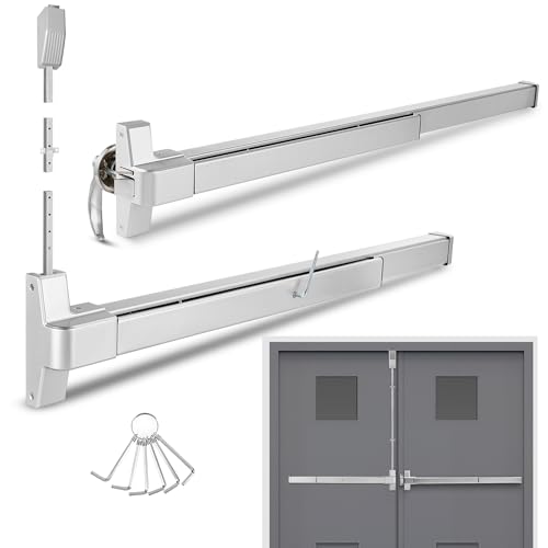 IRONWALLS Heavy Duty Panic Bars for Exit Doors, 41" Commercial Push Bar Panic Exit Device with Door Lever & 32" Panic Bar with Vertical Rod, Stainless Steel Panic Door Hardware for Double Doors