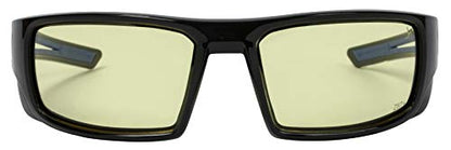X Power ANSI Z87+ Safety Sunglasses Impact Resistant Polycarbonate Lens & Double Injection Frame - color: 002 Black & Blue Frame / Yellow Lens