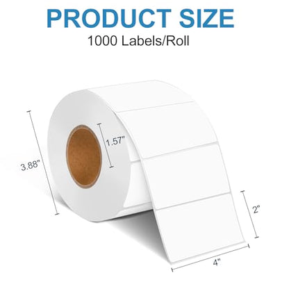 4" x 2" Premium Thermal Labels (1000/Roll) – Compatible with Direct Thermal Printers. Ideal for Shipping, Inventory Management, Barcode Systems, and FBA SKU Labeling - size: 4“ x 2" 丨1000 Labels