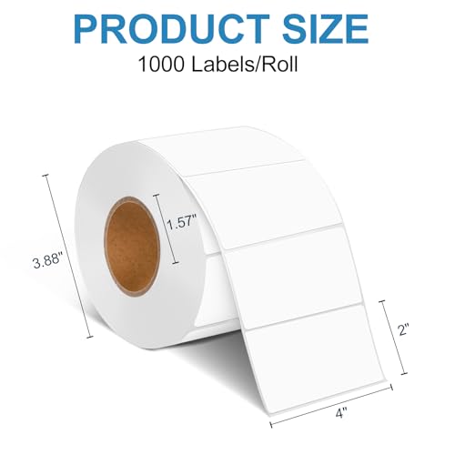 4" x 2" Premium Thermal Labels (1000/Roll) – Compatible with Direct Thermal Printers. Ideal for Shipping, Inventory Management, Barcode Systems, and FBA SKU Labeling (Pack of 2) - size: 4“ x 2" 丨1000 Labels (Pack of 2)