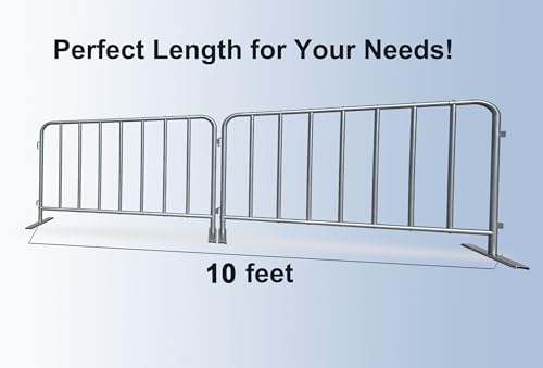 2-Pack Steel Crowd Control Barrier, Light Duty 5FT Interlocking Safety Barricade, 16GA Galvanized Steel Queue Barrier, Assembly Needed for Pedestrian Traffic & Construction Barricade (Grey)