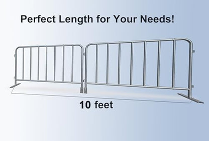 2-Pack Steel Crowd Control Barrier, Light Duty 5FT Interlocking Safety Barricade, 16GA Galvanized Steel Queue Barrier, Assembly Needed for Pedestrian Traffic & Construction Barricade (Grey)