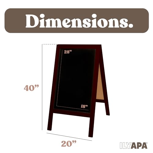 Ilyapa A-Frame Chalkboard Sidewalk Sign, 40x20 Inch - Mahogany, Sturdy - color: Classic Stained Wood
