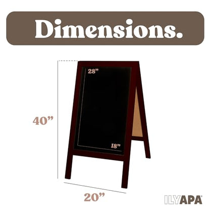 Ilyapa A-Frame Chalkboard Sidewalk Sign, 40x20 Inch - Mahogany, Sturdy - color: Classic Stained Wood