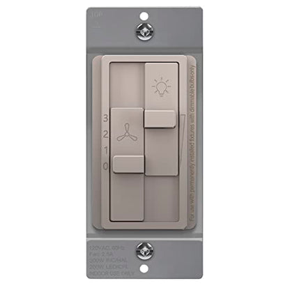 TOPGREENER Ceiling Fan Control and Light Dimmer Switch, 3-Speed, Nickel - color: Nickel, size: Dimmer Switch with Fan
