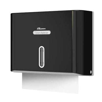 Paper Towel Dispenser Wall Mount, Adhesive No Drilling Multifold Trifold C Fold Commercial Hand Towel Dispenser,Black - color: Black