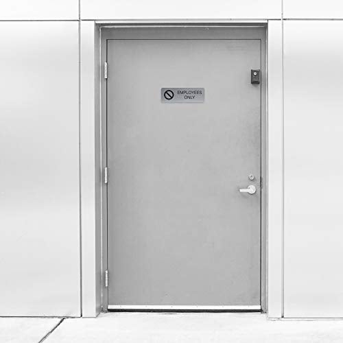 Silver Employees Only Sign / 3" x 9" Business Signage/Easy Adhesive Wall Or Door Mount/Small Business Signs/Made In The USA - color: Silver, style: Employees Only