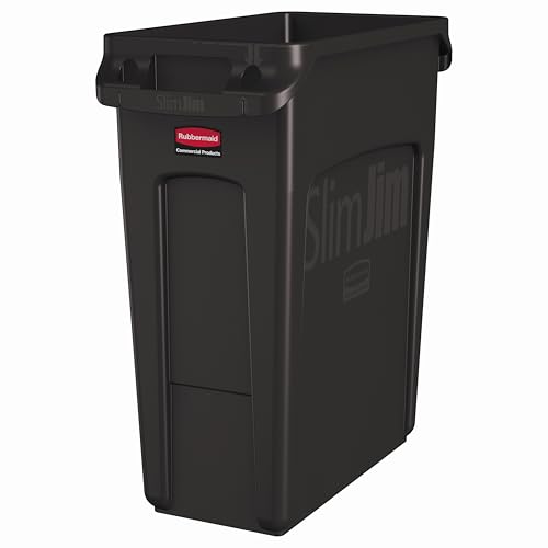 Rubbermaid Commercial Products Slim Jim Trash Can, Brown, 16-Gallon - color: Brown, size: 16 Gal